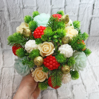 Подарок к Новому году. Композиция из мыла Праздник. Красивый и оригинальный подарок к Новому году. Композиция будет радовать долгое время своим ароматом, придаст настроение вашему празднику. Мыло ручной работы купить заказать на MixSoap.ru  Цена 1 650 ₽  